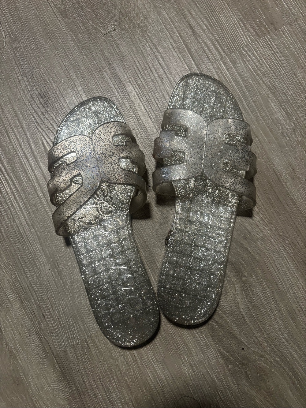 Sam Edelman Silver Glitter Slide Sandals